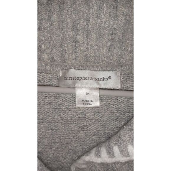 Christopher & Banks Knit Cardigan Grey Holiday Snowflake Collection - Picture 3 of 6